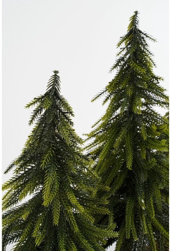 House of Seasons Dekorativer Baumstamm mit künstlichen Weihnachtsbäumen – L 80 x H 40 cm – Grün
