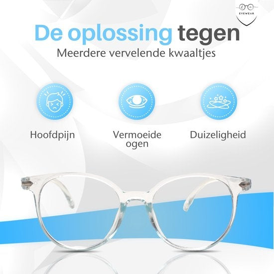 LC Eyewear Displaybrille - Blaulichtbrille - Inkl. Brillenetui - Unisex - Transparent Blau
