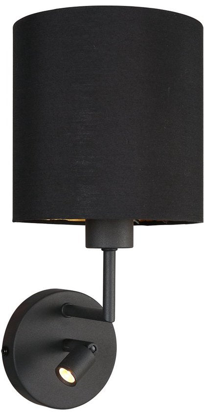 Wandleuchte Noor 1562ZW – Verstellbar mit Leselampe, Gold/Schwarz, Metall/Textil, Mexlite – Zeitloses Design für den Innenbereich
