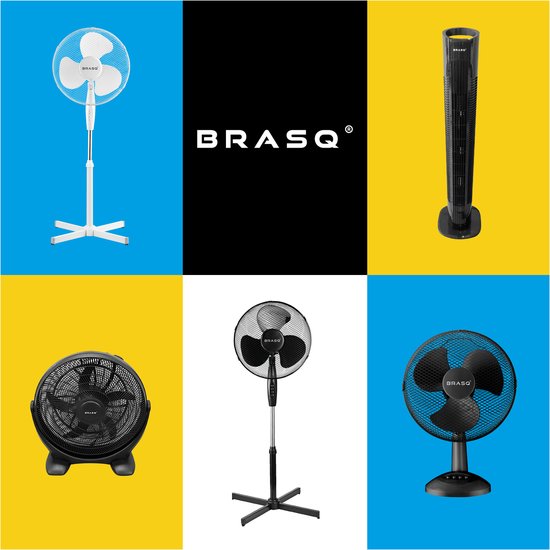 BRASQ Tischventilator - 30 cm - 3 Geschwindigkeiten - Standventilator - 40 Watt - Weiß