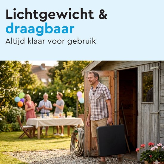 BRASQ Klapptisch, schwarz – 120 x 60 x 74 cm – Campingtisch – Klapptisch – Zusammenklappbar – Wetterfest