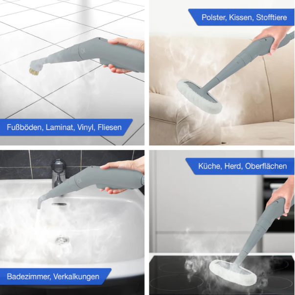 LEBENLANG - Elektrischer Dampfreiniger Handdampfreiniger - 1000W & 300ml + 10x Zubehör