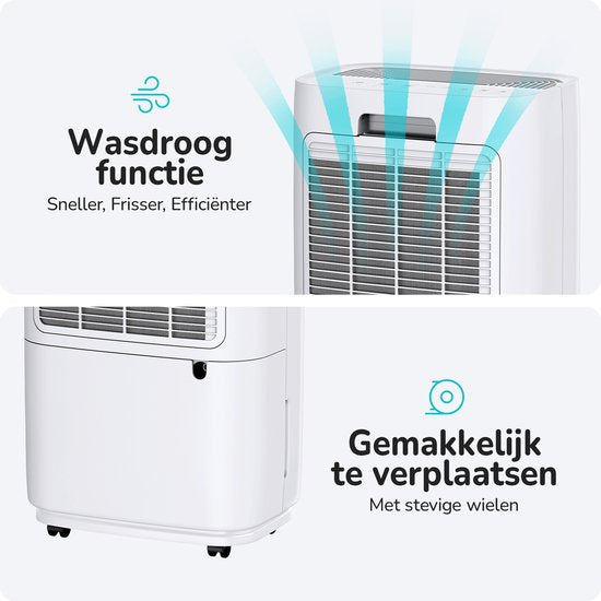 Bloomfold Luftentfeuchter - 25L pro Tag - inkl. Wasch-Trocken-Funktion - geeignet für Wohnzimmer, Schlafzimmer, Keller & Badezimmer - Luftentfeuchter - Weiß