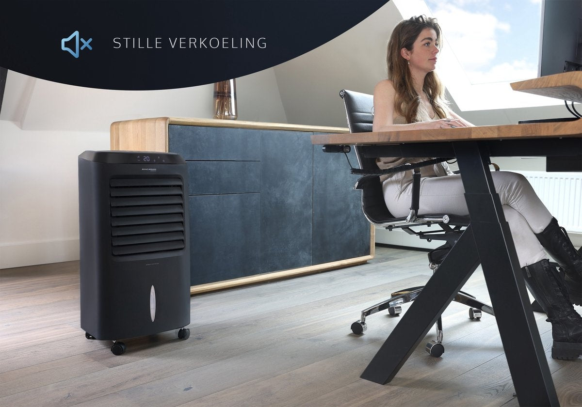 JAP Appliances - 4in1 Klimagerät - mit Wasser - Fernbedienung und Timer - Oszillierender Luftbefeuchter - Schwarz