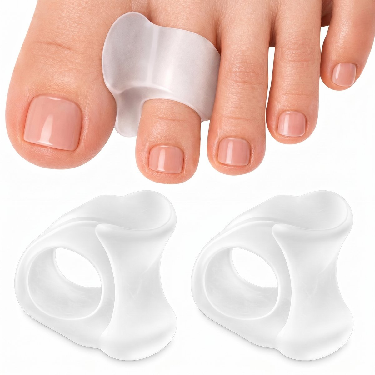 Alyze Zehenspreizer – 2 Stück – Größe 37–41 – 2,7 x 2,6 cm – Weiß