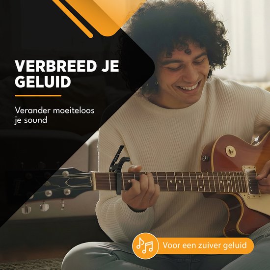 Finesse Universal-Kapodaster mit Plektren – Gitarre – Akustikgitarre – E-Gitarre – Ukulele – Schwarz