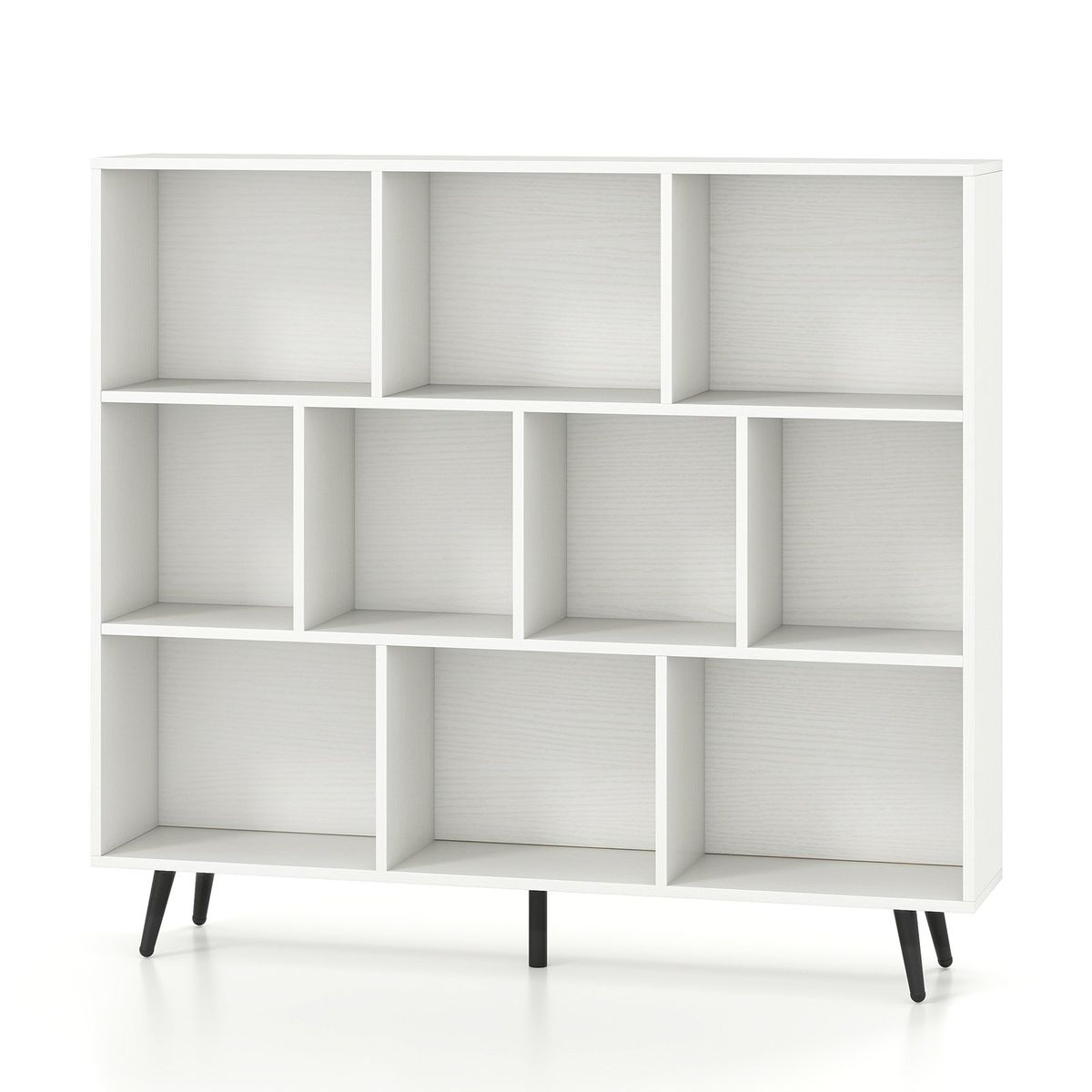 Coast Bücherregal mit Fächern – Standregal – 3 Ebenen – weiß und schwarz – 120 x 24 x 107 cm