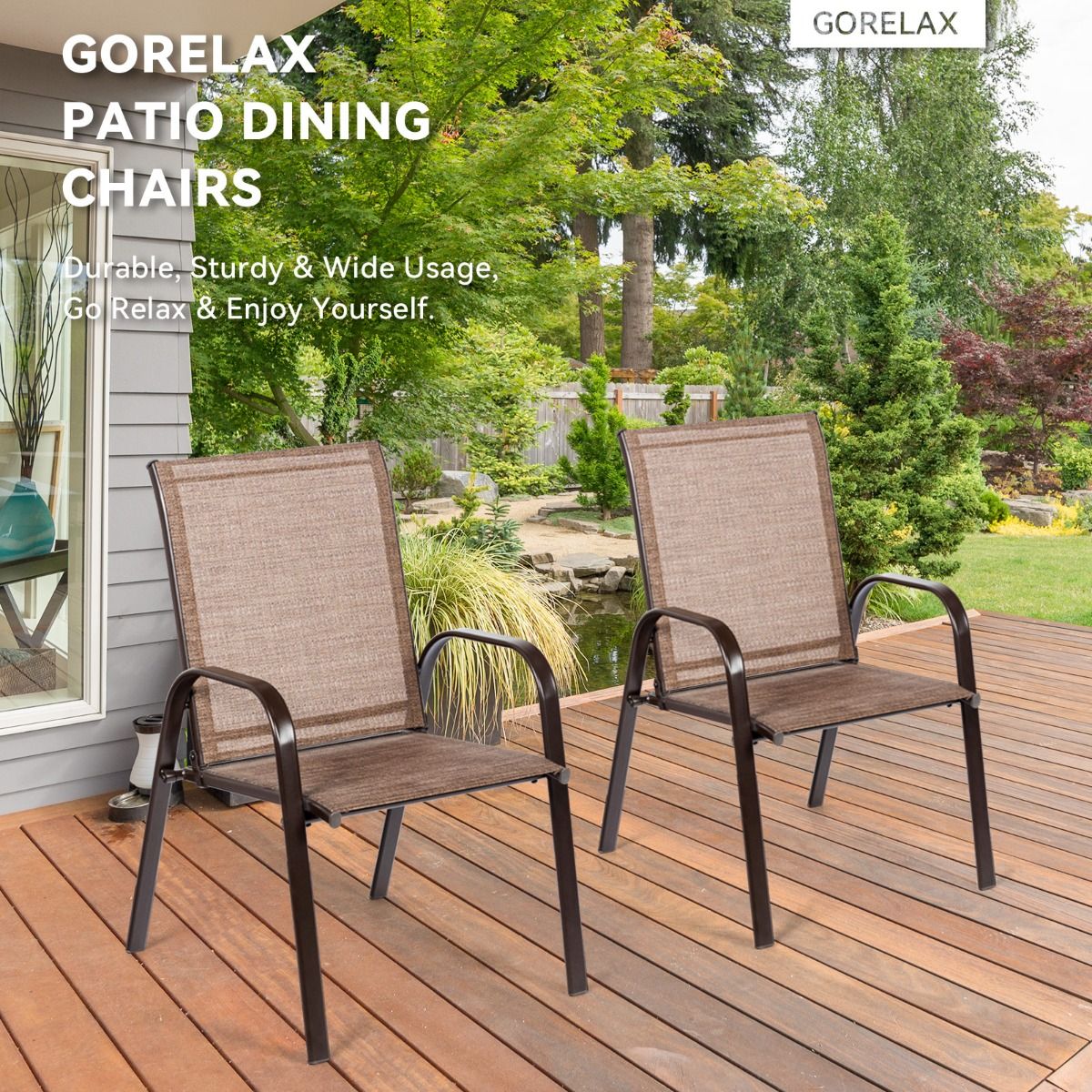 Coast 2-teiliges Gartenstuhl-Set – atmungsaktiver Stoff – verstärkter Metallrahmen – beige