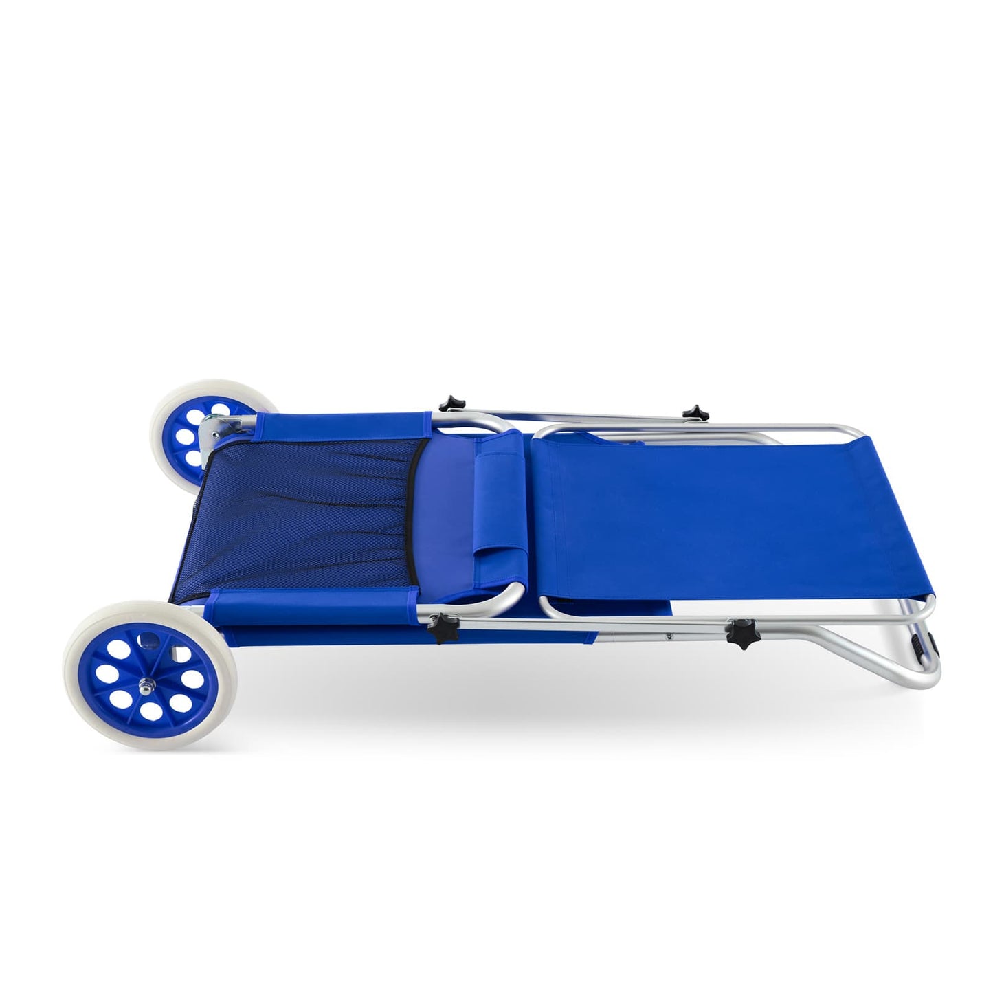 Casaria Liege Kreta – Blau – Aluminium – Zusammenklappbar mit Rollen, Sonnenschirm und Kopfkissen – 150 x 52 cm