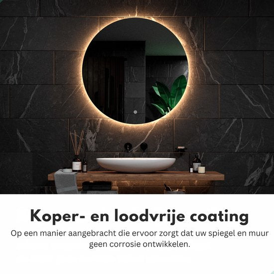 Mirlux Badezimmerspiegel mit LED-Beleuchtung & Heizung - Wandspiegel rund - Anti-Kondensations-Duschspiegel - 100CM