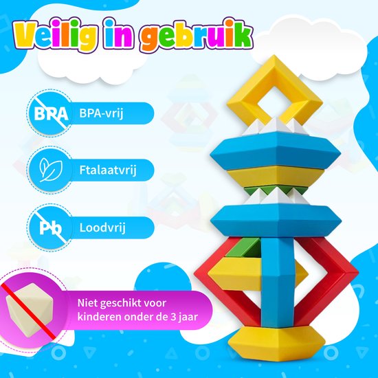 MontiPlay® Build Buddies - 60 Piece Block Tower - Montessori Spielzeug - Stacking Bricks & Blocks - STEM & Sensory Kleinkinderspielzeug - Ab 3 Jahren - Kinderspielzeug - Bauklötze - Toy Book 2024