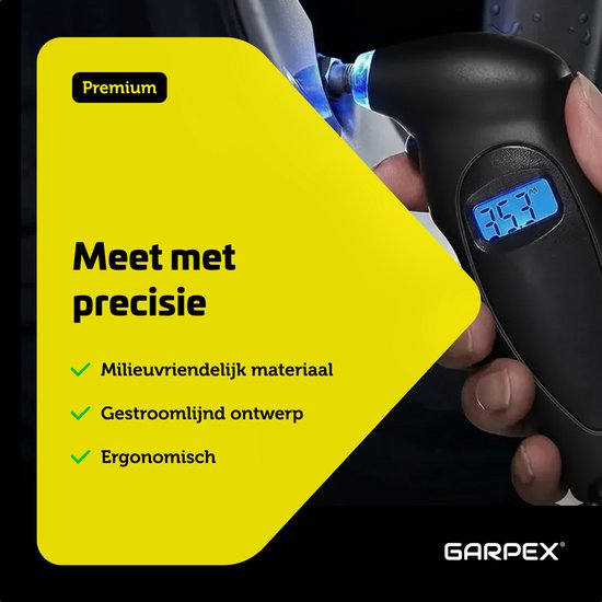 Garpex® Reifendruckmesser - Reifendruckmesser - Eingebaute Taschenlampe - Digital - Druckmesser