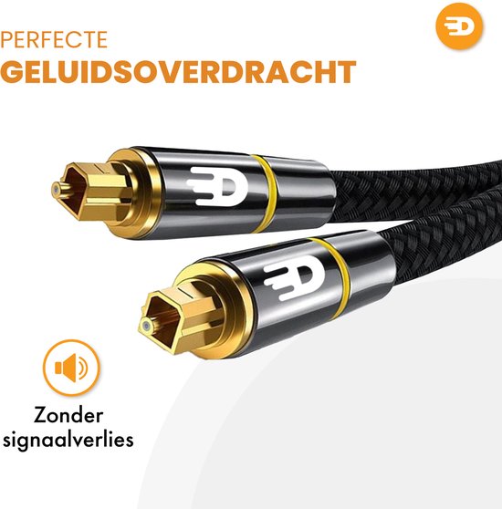 Drivv. Premium Toslink-Optikkabel aus Nylon – Optisches Audiokabel – Soundbar – Stecker-Stecker – 5 Meter – Schwarz
