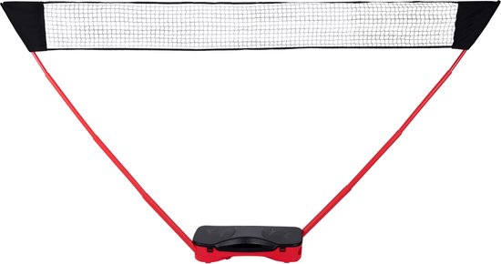 Donnay Badminton Set - 2 Personen - Badmintonschläger - Schläger - Badmintonnetz - Inkl. Reisekoffer - Schwarz/Rot