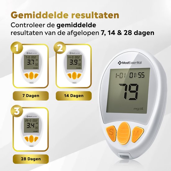 MostEssential Premium Blutzuckermessgerät Starter Pack - Blutzuckermessgerät - Diabetes Messgerät - Alles in einem Set - Inklusive Aufbewahrungsbeutel, Stechhilfe, 10 Teststreifen & 10 Lanzetten