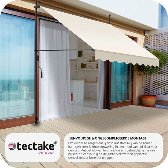 tectake - Klemmmarkise - Sonnenschirm - Verstellbar - Klemmmarkise - Sonnenschirm Balkon - 200 x 180 cm - beige - Markise - 404957