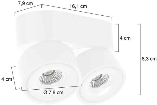 Weißer 2-Lampen-Spot Fez 2674W, dimmbar, dreh- und neigbar, Kunststoff/Metall, Modern, Mexlite