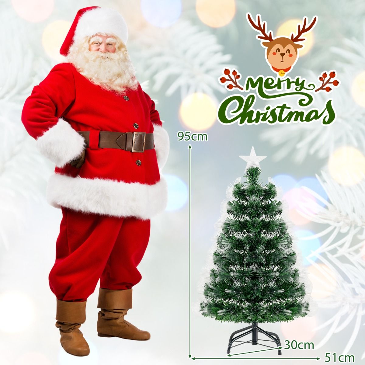 Coast Kunstweihnachtsbaum – Glasfaser-Beleuchtung – 93 Zweige – 95 cm, grün