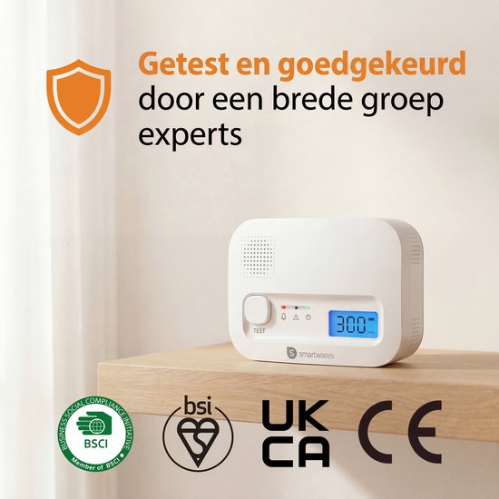 Smartwares FGA-13041 – Kohlenmonoxidmelder (CO-Melder) – 85 dB – Lebensdauer 10 Jahre – BSI-zertifiziert