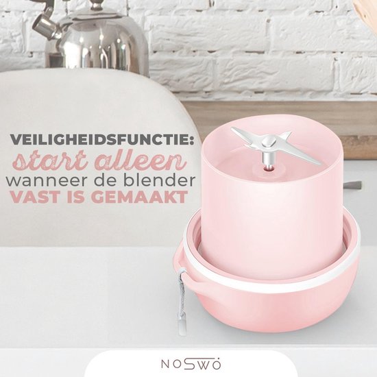Noswo Blender To Go - Tragbarer Mixer - Tragbarer Mixer - Mini-Mixer für unterwegs - Smoothie Maker - Kabelloser Mixer - Pink