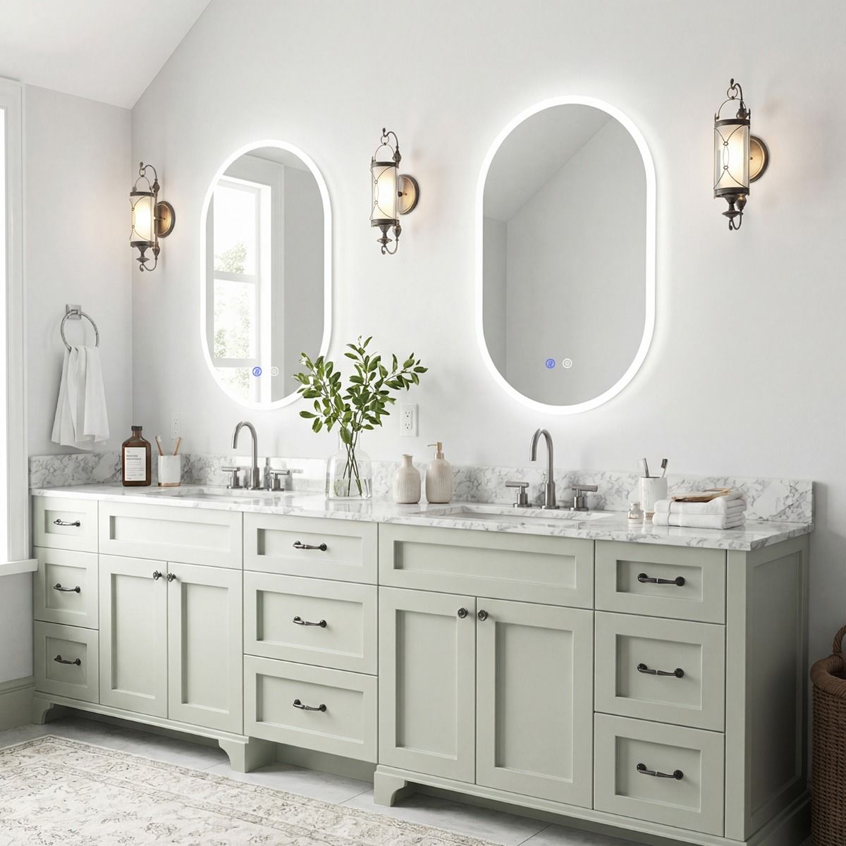 Coast Badezimmerspiegel mit LED-Beleuchtung – Antibeschlagfunktion – Touch-Bedienung – 90 x 55 cm – silber