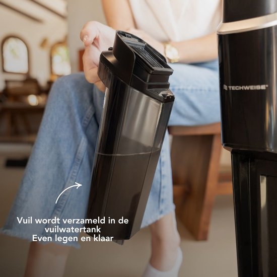 Techweise TC1 Schnurloser Nass- und Trockensauger - 30 Minuten Akkulaufzeit - 3 Reinigungsmodi - Selbstreinigungsfunktion - 220W - Schwarz