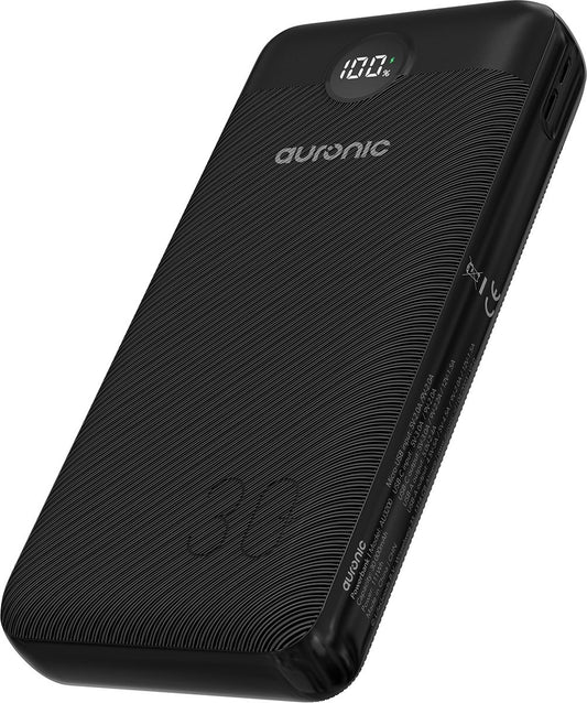 Auronic Powerbank - 30.000 mAh - 4 Ladeanschlüsse - Schnellladefunktion - USB/Micro-USB/USB-C - Schwarz