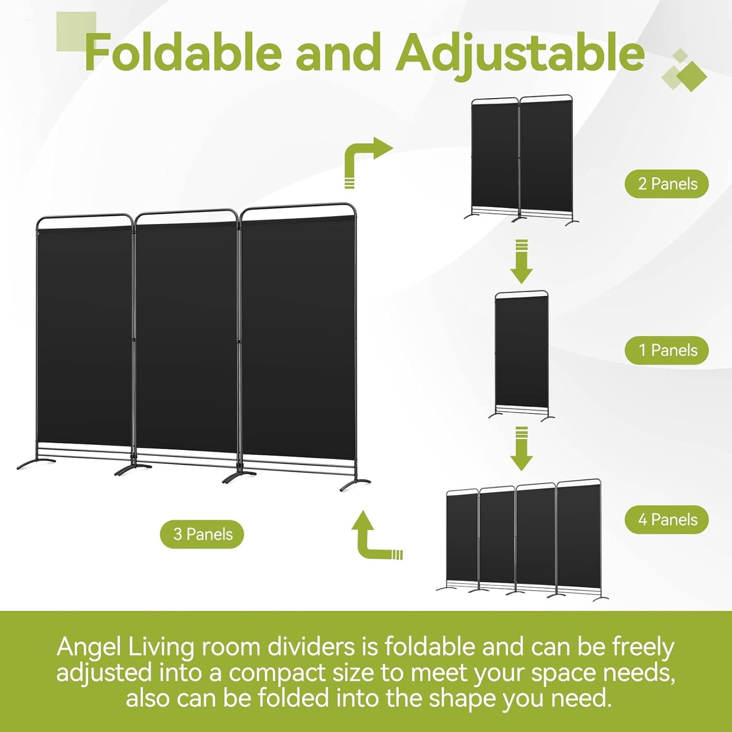 Angel Living Faltwand - 3 Paneele - 243 x 180 cm - Schwarz