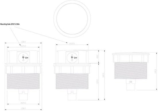 Perel Pop-up-Steckdose, 4 Steckdosen mit Stifterdung (Typ E), Einbauöffnung 121 mm, Innenbereich, schwarz/grau