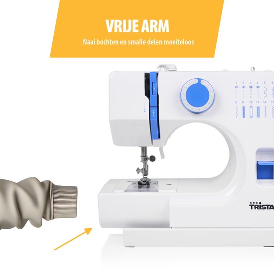 Tristar SM‑6003 Nähmaschine – 14 Stiche – Automatischer Einfädler & Freiarm – LED-Beleuchtung – Inklusive Zubehör – Für Anfänger
