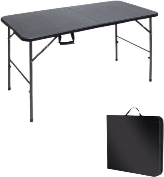 BRASQ Klapptisch, schwarz – 120 x 60 x 74 cm – Campingtisch – Klapptisch – Zusammenklappbar – Wetterfest