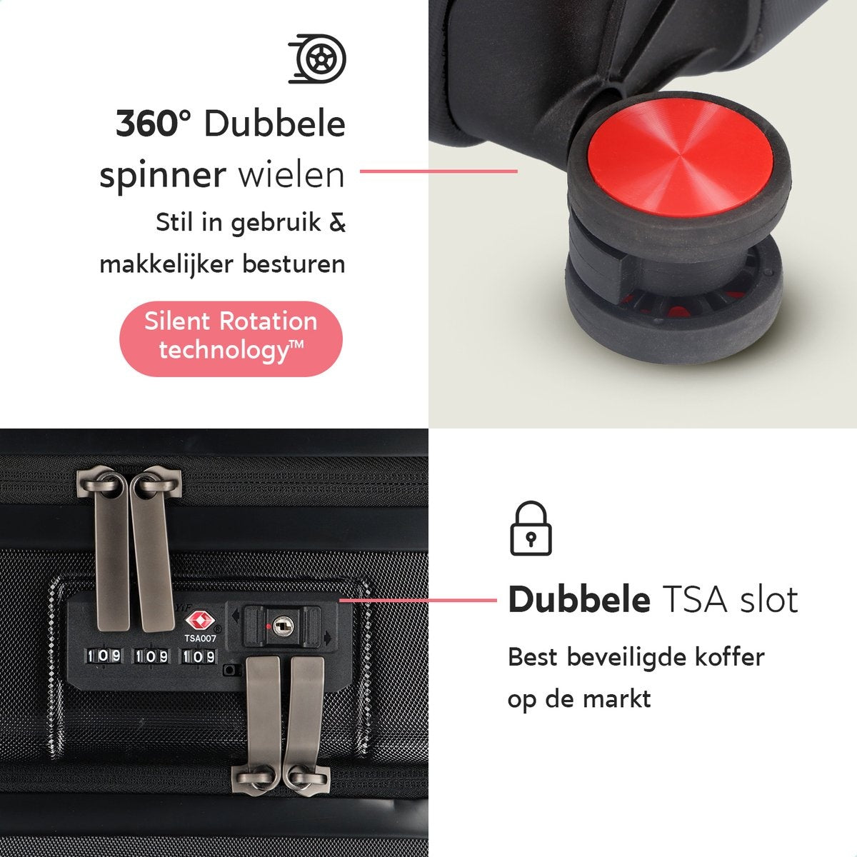 ONYX® - Handgepäck Koffer 35 L - Spinner-Räder - Leichter Trolley - Doppeltes TSA-Schloss - Praktische Vordertasche - 55 cm - Schwarz