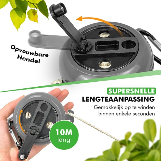 Travelhawk Ausziehbare Wäscheleine - Ausziehbar - Wäscheleinen - Rollende Wäscheleine - Wäscheleine 10 Meter - Wäscheleine ausziehbar - Wäscheleine Camping - Wäscheleine