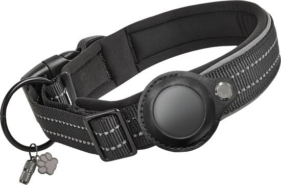Vulpes Goods® Pets - Hundehalsband geeignet für Apple AirTag - Apple Airtag Collar for Dogs Pro - Sicher, leicht, reflektierend & komfortabel - Kratzfest und wasserabweisend - Inkl. 2 Zubehörteile - 43-51 CM - L