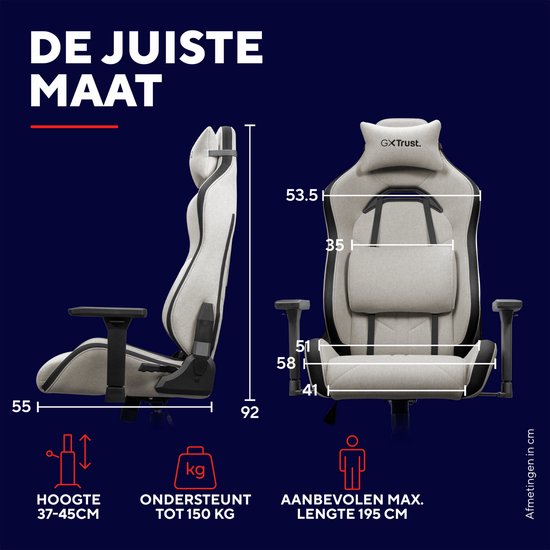 Trust GXT 723 Ruya Gaming-Stuhl – Bequemer Stoffbezug – Beige