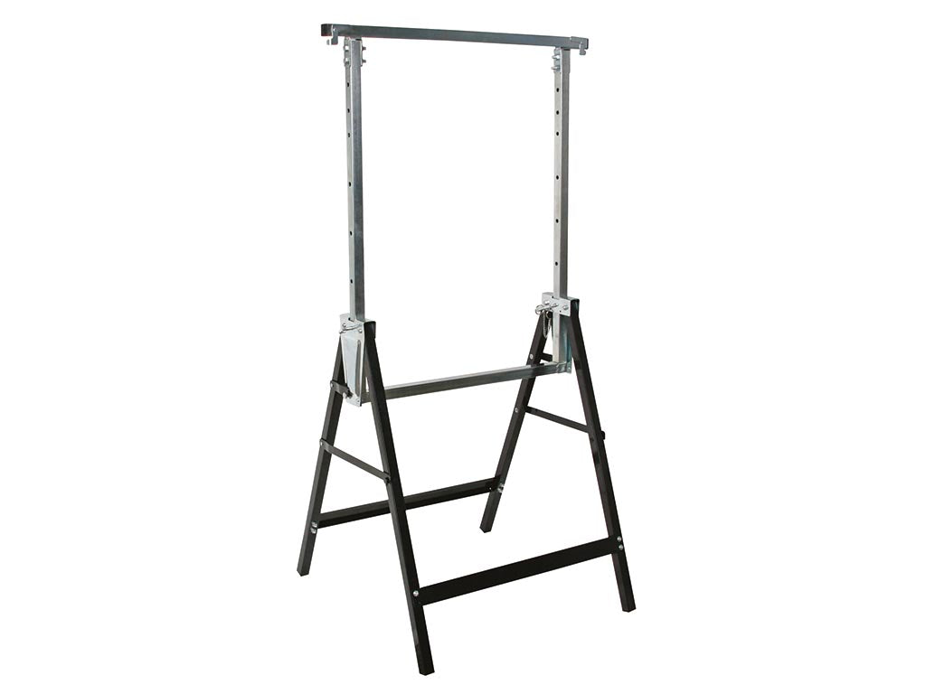 Toolland Metall-Sägebock, zusammenklappbar – mit sieben verstellbaren Höhenstufen, rutschfester Auflagefläche und Handgriff – für Werkstatt und Baustelle – schwarzes Metall – 180 kg
