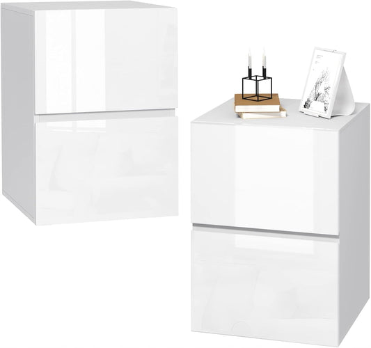 Eugad Nachttisch mit Schubladen – Weiß – 40 x 40 x 58 cm – 2 Stück