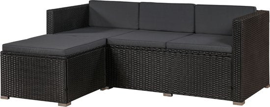 Polyrotan Lounge-Set Punta Cana L - Schwarz