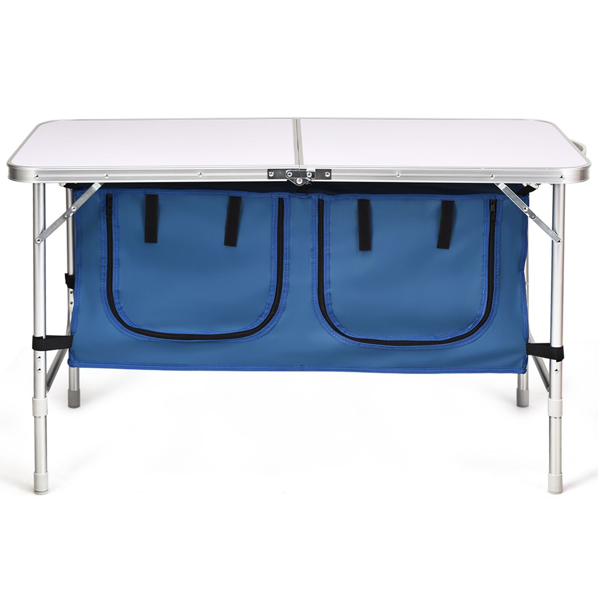 Coast Campingtisch mit Stauraum – höhenverstellbar – zusammenklappbar – dunkelblau 120 x 60 cm
