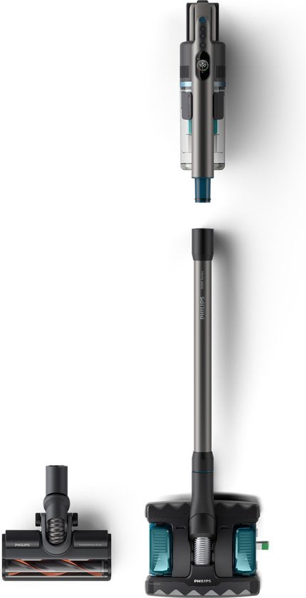 Philips Staubsauger mit Wischfunktion XC8055/01 Aqua Plus – kabellos und beutellos – Saugdüse mit LED-Beleuchtung – Handstaubsauger – Akkulaufzeit bis zu 80 Minuten – leicht – blau