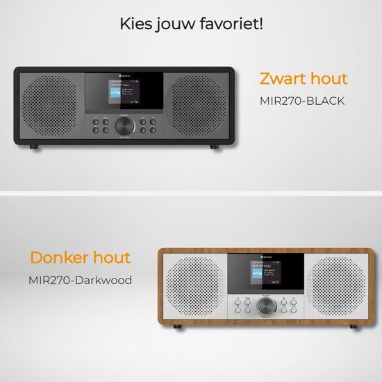 Denver Internet Radio - DAB/FM - CD-Player - Bluetooth - AUX/USB - Holz - Braun/Weiß