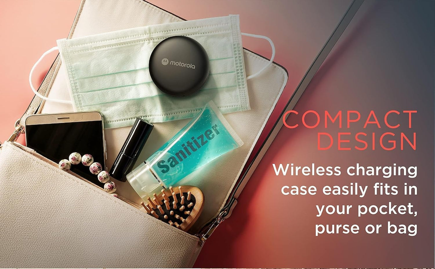 Motorola Sound Wireless earbuds - Moto Buds 250 - In-Ear - Qi-Technologie - wasser- und schweißfest - Touch- und Sprachsteuerung - 18 Stunden Spielzeit - schwarz, S/M/L