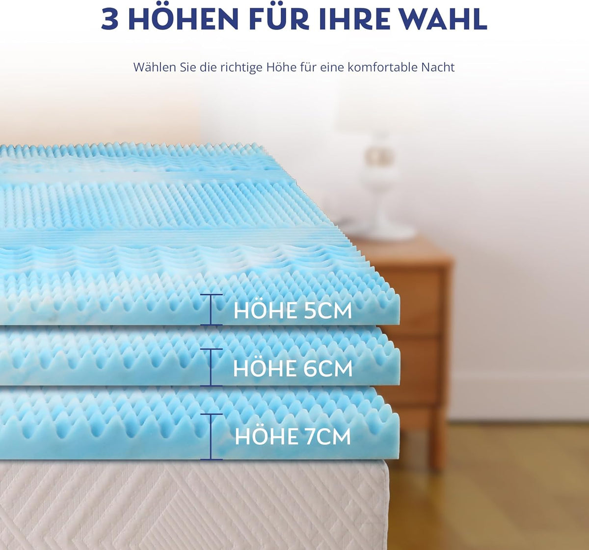 EGO HOME Matratzenauflage 180 x 200 cm – 5 cm hoch – 7-Zonen-Matratzenauflage aus Schaumstoff – CertiPUR-EU-zertifiziert