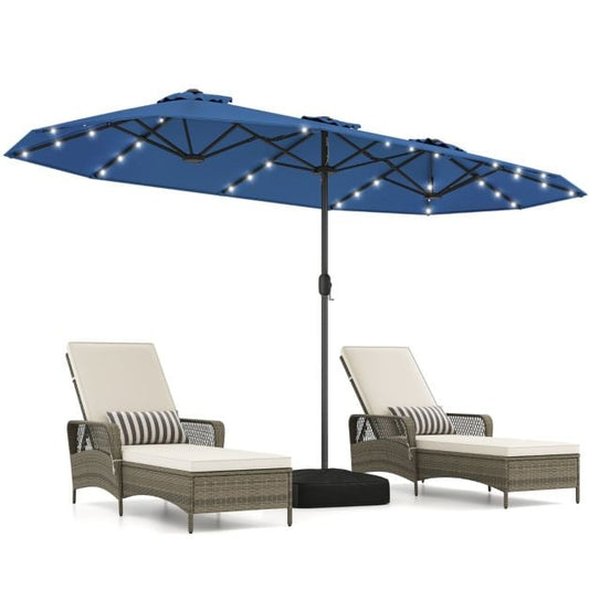 Coast Gartensonnenschirm mit Solar-LED – Neigbarer Sonnenschirm mit Pendel und 8 Speichen – Blau