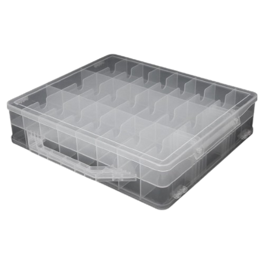 Jojobasic 48 Gitterhalter Display Container Organizer Aufbewahrungsbox - 48 Fächer - Transparent - 34.5x30x8 cm