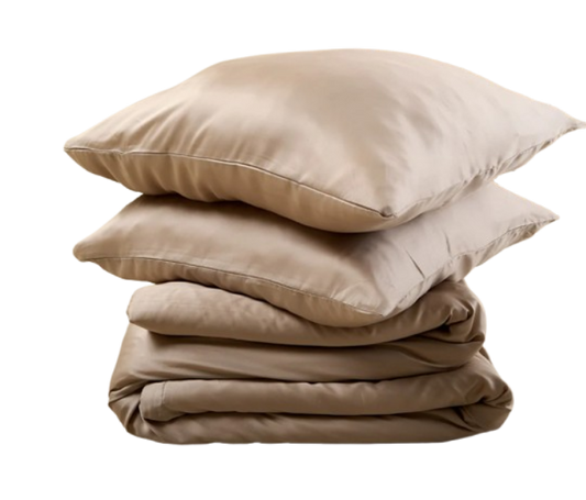 Sjumo Tencel™ Satin Bettbezug - Ultra weich & atmungsaktiv - 140x220 cm - Honey Glow - inklusive Kopfkissenbezug