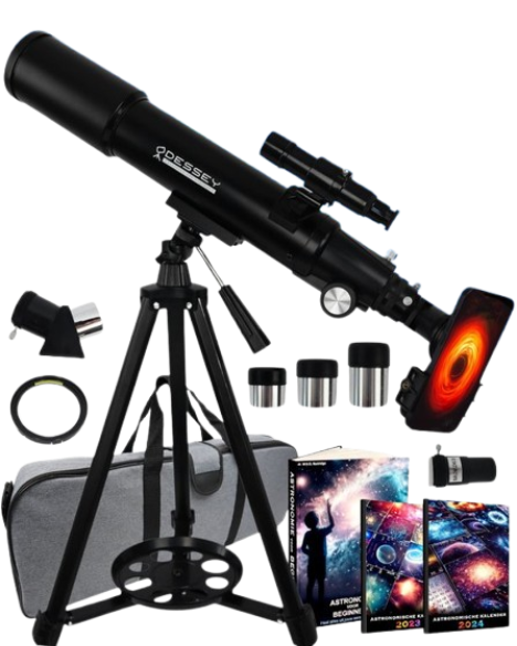 Odessey - Teleskop - Black Hole Edition - 250x Zoom - für Kinder und Erwachsene - Schwarz