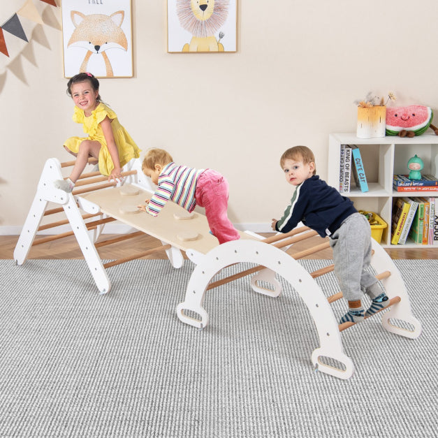 Coast Kletterset - Kletterdreieck 75x55x64 cm, Kletterbogen 89x52x44 cm, Rampe 98x40 cm - Buchenhout, White/Naturel