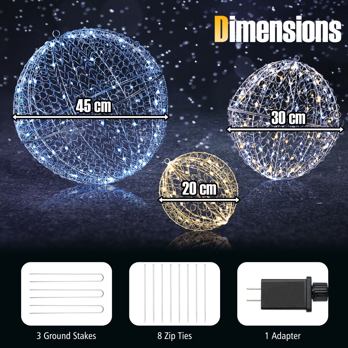 Coast 3er-Set LED-Dekorationsbirnen - 45/30/20 cm - Warmweiß & Kaltweiß - Weihnachtsdekoration - Für drinnen und draußen