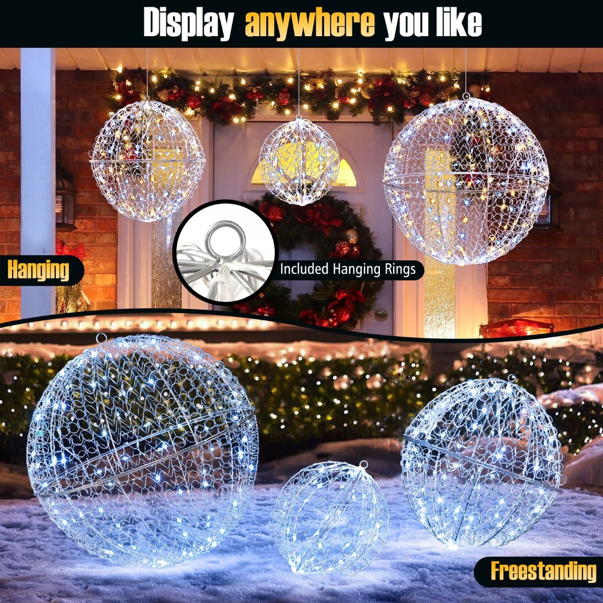 Coast 3er-Set LED-Dekorationsbirnen - 45/30/20 cm - Warmweiß & Kaltweiß - Weihnachtsdekoration - Für drinnen und draußen